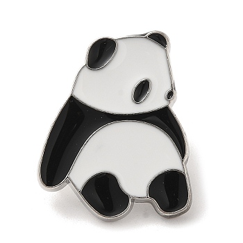 Panda Enamel Pin, Alloy Brooch for Backpack Clothes, White, 27x22x2mm