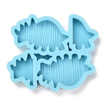 DIY Straw Decoration Silicone Molds, Resin Casting Molds, Clay Craft Mold Tools, Dinosaur, Blue, 72x86.5x10.5mm, Inner Diameter: 30x51mm, 28.5x22mm and 39.5x21.5mm