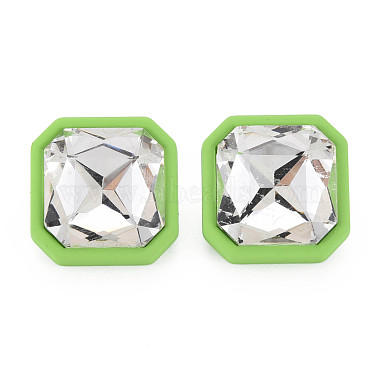 Boucles d'oreilles carrées en strass cristal avec 925 épingle en argent sterling pour femme(MACR-S275-039A)-2