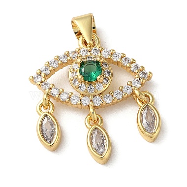 Real 18K Gold Plated Clear Evil Eye Brass+Cubic Zirconia Pendants