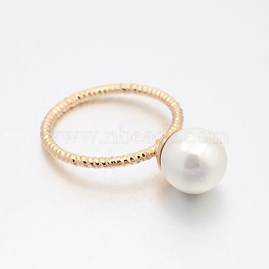 Brass Acrylic Pearl Finger Rings for Wedding Jewelry(RJEW-J061-RG)-2