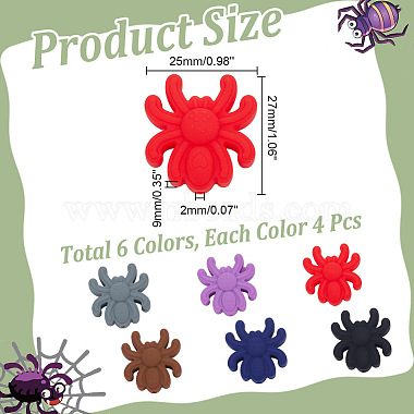 24Pcs 6 Colors Spider Food Grade Eco-Friendly Silicone Focal Beads(SIL-AR0001-12)-2