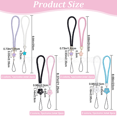 8Pcs 8 Style PU Leather Lanyard Wrist Strap Phone Flower & Star Charms Straps(AJEW-CP0005-67)-2