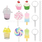 DIY Imitation Food Key Chain Making Kit, Including Acrylic & Resin & Polymer Clay Pendants, Iron Split Key Rings & Split Rings, Mixed Color, Pendants: 8pcs/bag(DIY-SC0018-32)