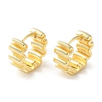 Brass Corrugated Hoop Earrings, Golden, 13x6mm(EJEW-M025-05G)