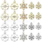 20Pcs 10 Styles Alloy Pave Clear Cubic Zirconia Pendants, Snowflake Charms, Mixed Color, 15~22.5x12~17x2~3.5mm, Hole: 1.8~2.1mm, 2pcs/style(FIND-FS0005-18)