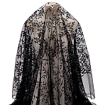 Polyester Mesh Fabrics, for Hat Decoration, Skirts Decoration Making, Black, 150mm, 2yard/pc(DIY-WH0581-99)