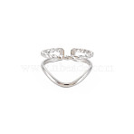 Non-Tarnish 304 Stainless Steel Double Line Open Cuff Ring for Women, Stainless Steel Color, US Size 6 3/4(17.1mm)(RJEW-S405-211P)
