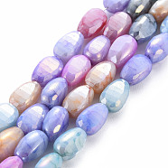 Opaque Baking Painted Crackle Glass Beads Strands, Faceted, AB Color Plated, Melon Seeds, Colorful, 9x6x4.5mm, Hole: 1.2mm, about 50pcs/strand, 17.32 inches(44cm)(X-EGLA-S174-21I)