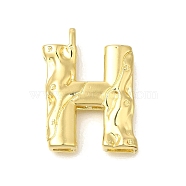 Rack Plating Brass Pendants, Long-Lasting Plated, Cadmium Free & Lead Free, Real 18K Gold Plated, Letter H, 26x19x4.8mm, Hole: 2.5x2.8mm(KK-I721-02G-H)