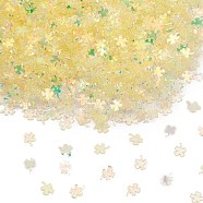 Plastic Sequins Beads, Golden Sheen, Sewing Craft Decorations, Clover, Champagne Yellow, 4.5x3.5x0.3~0.4mm(PVC-R024-06C)