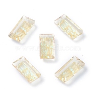 Embossed Glass Rhinestone Pendants, Rectangle, Faceted, Paradise Shine, 14x7x4.2mm, Hole: 1.5mm(GLAA-J101-07A-001PS)