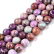 Natural Imperial Jasper Beads Strands, Dyed, Round, Medium Orchid, 8~8.5mm, Hole: 1mm, about 46~51pcs/strand, 15.35~15.75 inch(39~40cm)(G-N342-63I)