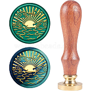 Wax Seal Stamp Set, Sealing Wax Stamp Solid Brass Head,  Wood Handle Retro Brass Stamp Kit Removable, for Envelopes Invitations, Gift Card, Fan Pattern, 83x22mm(AJEW-WH0208-712)