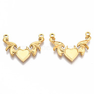 201 Stainless Steel Pendants, Evil Heart with Wing Charm, Real 18K Gold Plated, 23.5x30x2.5mm, Hole: 1.8mm(STAS-N098-149LG)