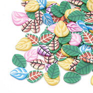 Handmade Polymer Clay Cabochons, Nail Art Decorations, Leaf, Mixed Color, 5~6x3~5x0.3~1mm(X-CLAY-T011-05)