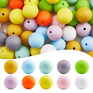 100Pcs Silicone Beads 15mm Round Silicone Bead Bulk Colorful Silicone Bead Kit for Keychain Jewelry DIY Crafts Making, Mixed Color, 15mm, Hole: 2mm(JX305A)