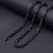 Titanium Steel Byzantine Chains Necklaces for Men, Black, 25.59 inch(65cm)(FS-WG56795-29)