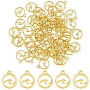 Alloy Pendants, Round Ring with Wave, Golden, 14.5x12x1.5mm, Hole: 1.6mm, 60pcs/box(FIND-DC0003-39)