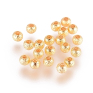 Long-Lasting Plated Brass Textured Beads, Real 18K Gold Plated, Nickel Free, Round, 3mm, Hole: 1mm(X-KK-K193-112G-NF)