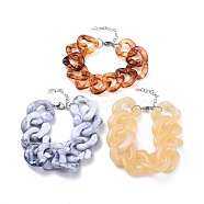 Imitation Gemstone Style Acrylic Bracelets, with 304 Stainless Steel Lobster Claw Clasps, Mixed Color, 7-1/4 inch~7-7/8 inch(18.5~20cm)(BJEW-JB04583)