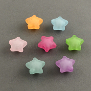 Frosted Acrylic Beads, Bead in Bead, Star, Mixed Color, 20x20x12mm, Hole: 3mm, about 285pcs/500g(FACR-Q005-M)