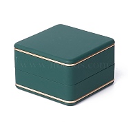 Square Plastic Jewelry Ring Boxes, with Velvet, LED Light, and Copper Wire, Dark Slate Gray, 6.5x6.5x4.2cm(OBOX-F005-03B)