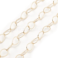 Brass Hollow Teardrop Link Chains, Unwelded, with Spool, Real 18K Gold Plated, 10x7x0.5mm(CHC-M025-42G)