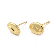 Rack Plating Brass Stud Earring for Women, Long-Lasting Plated, Cadmium Free & Lead Free, Oval, Real 18K Gold Plated, 10x7.5mm, Pin: 1mm(EJEW-C057-12G)
