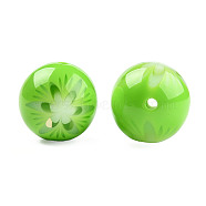 Flower Opaque Resin Beads, Round, Lime, 20x19mm, Hole: 2mm(RESI-T054-001E)