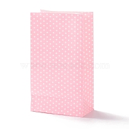 Rectangle Kraft Paper Bags, None Handles, Gift Bags, Polka Dot Pattern, Pearl Pink, 13x8x24cm(CARB-K002-02B-03)
