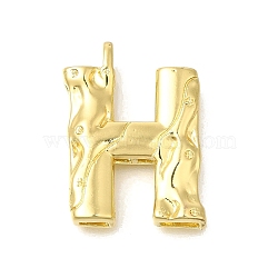 Rack Plating Brass Pendants, Glass Charms, Long-Lasting Plated, Cadmium Free & Lead Free, Real 18K Gold Plated, Letter H, 26x19x4.8mm, Hole: 2.5x2.8mm(KK-I721-02G-H)