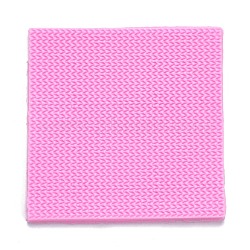 DIY Sweater Stitch Texture Food Grade Silicone Molds, Fondant Impression Mat Mold, for Cupcake Cake Decoration, Rectangle with Wave Pattern, Hot Pink, 100x100x6mm(DIY-B034-03)