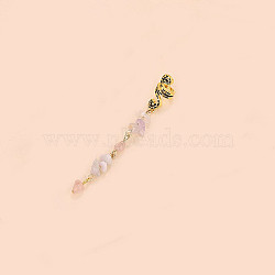 Alloy Dreadlocks Beads, Rose Quartz Braiding Hair Pendants Decoration Clips, 85x10mm(OHAR-PW0003-196A-02)
