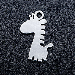 201 Stainless Steel Pendants, Stamping Blank Tag Charms, Giraffe, Stainless Steel Color, 15.5x10x1mm, Hole: 1.5mm(STAS-T046-JA327)