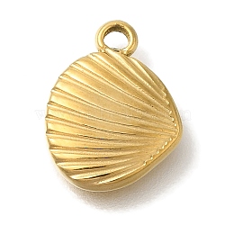 Ocean Theme 304 Stainless Steel Pendants, Real 18K Gold Plated, Shell Shape, 14x10.5x2.5mm, Hole: 1.6mm(STAS-Z092-06G-05)