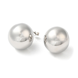 Brass Stud Earrings, Round Ball, Platinum, 20mm(KK-Z037-01P)