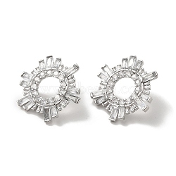 Clear Cubic Zirconia Sun Stud Earrings, Rack Plating Brass Earrings for Women, Lead Free & Cadmium Free, Platinum, 26x24.5mm(EJEW-Z019-24D-P)