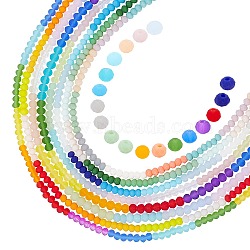 PandaHall Elite 8 Strands Opaque 8 Style 7 Colors Frosted Glass Beads Strands, Faceted Rondelle, Mixed Color, 1strand/style(FGLA-PH0001-03)