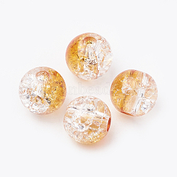 Acrylic Beads, Transparent Crackle Style, Round, Orange, 8x7mm, Hole: 2mm, about 1840pcs/500g(OACR-N002-02A)