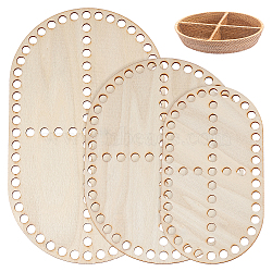 Wooden Crochet Basket Base, Bag Bottom, for Knting Craft Making, Oval, Navajo White, 18~24.9x10~15x0.25cm, Hole: 8mm, 3pcs/set(TOOL-WH0051-16)