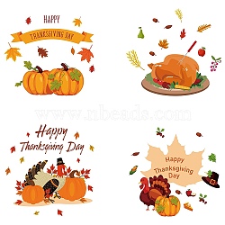 Waterproof PVC Wall Static Stickers, Round Shape, for Window or Stairway Home Decoration, Pumpkin Pattern, Sticker: 16x16cm, 4pcs/set(DIY-WH0235-013)