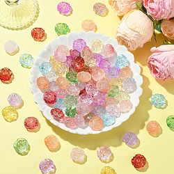 140Pcs 14 Styles Frosted Acrylic Beads, Flower, Mixed Color, 18x20x11.5mm, Hole: 2mm, 10pcs/style(MACR-YW0003-02)