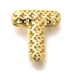 Brass Pendants, Hollow Letter Charms, Rack Plating, Long-Lasting Plated, Cadmium Free & Lead Free, Letter T, 22.5x21x8mm, Hole: 5x2.7mm(KK-F884-G02-T)