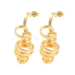 Rack Plating Brass Twist Spiral Stud Earrings, Long-Lasting Plated, Cadmium Free & Lead Free, Real 18K Gold Plated, 40.5x16mm(EJEW-P240-14G)