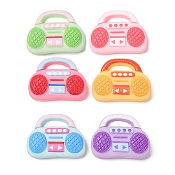 Cute Opaque Resin Cabochons, Boombox Shape, Mixed Color, 22x29x7.5mm(RE-CBA79C3-01)