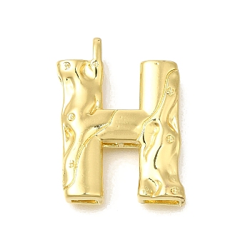 Rack Plating Brass Pendants, Long-Lasting Plated, Cadmium Free & Lead Free, Real 18K Gold Plated, Letter H, 26x19x4.8mm, Hole: 2.5x2.8mm