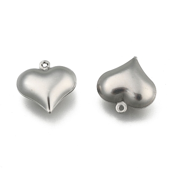 Stainless Steel Pendants, Puffed Heart, Stainless Steel Color, 17x16x6mm, Hole: 1mm