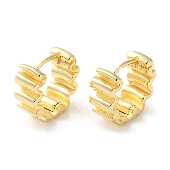 Brass Corrugated Hoop Earrings, Golden, 13x6mm