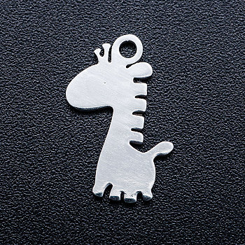 201 Stainless Steel Pendants, Stamping Blank Tag Charms, Giraffe, Stainless Steel Color, 15.5x10x1mm, Hole: 1.5mm